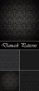 Black Damask Patterns Vector