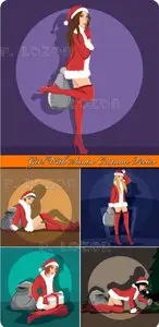 Girl With Santa Costume Vector