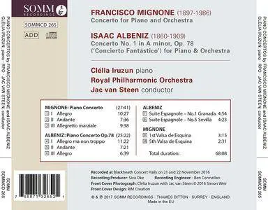 Clelia Iruzun, Royal Philharmonic Orchestra & Jac van Steen - Piano Concertos by Isaac Albeniz & Francisco Mignone (2017)