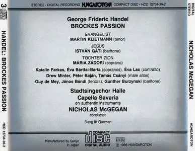 Nicholas McGegan, Capella Savaria, Stadtsingechor Halle - Handel: Brockes Passion (1986)
