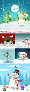 Vectors - Backgrounds with Snowman 34