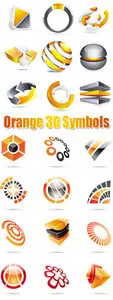 Orange 3D Symbols Vector