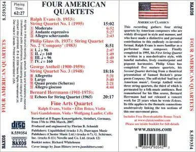 Fine Arts Quartet - Four American Quartets: Philip Glass, Bernard Herrmann, George Antheil, Ralph Evans (2008)