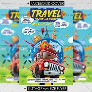 Premium A5 Flyer Template - Travel Around the World