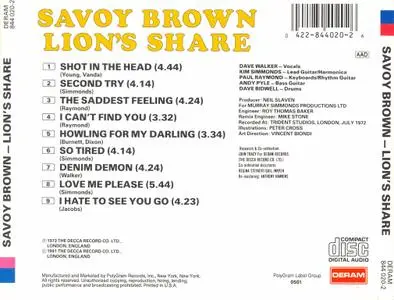 Savoy Brown - Lion's Share (1972) {1991, Reissue}