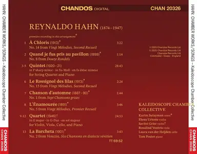 Kaleidoscope Chamber Collective, Karim Sulayman - Reynaldo Hahn: Piano Quintet; Songs; Piano Quartet (2025)