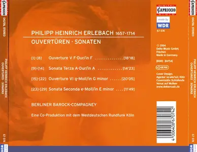 Berliner Barock-Compagney - Philipp Heinrich Erlebach: Ouvertures, Sonatas (2004)