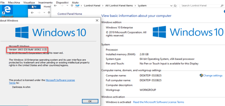 Microsoft Windows 10 Enterprise 1903 (OS Build 18362.113) May 2019