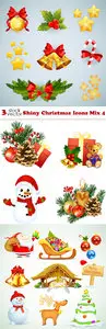 Vectors - Shiny Christmas Icons Mix 4