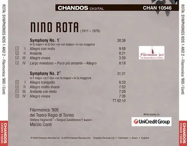 Filarmonica ’900 del Teatro Regio di Torino, Marzio Conti - Nino Rota: Symphonies Nos. 1 & 2 (2009)