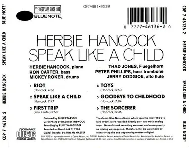 Herbie Hancock – Speak Like A Child (1968)(Blue Note)(CDP 746136 2)