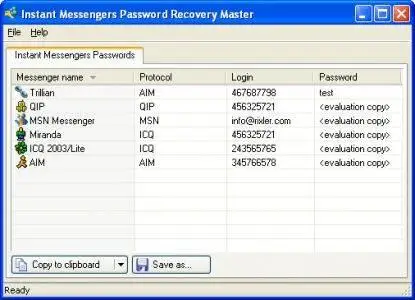 Instant Messengers Password Recovery Master v1.0