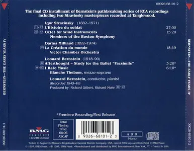 Leonard Bernstein · The Early Years Vol.IV · Stravinsky · Milhaud · Bernstein