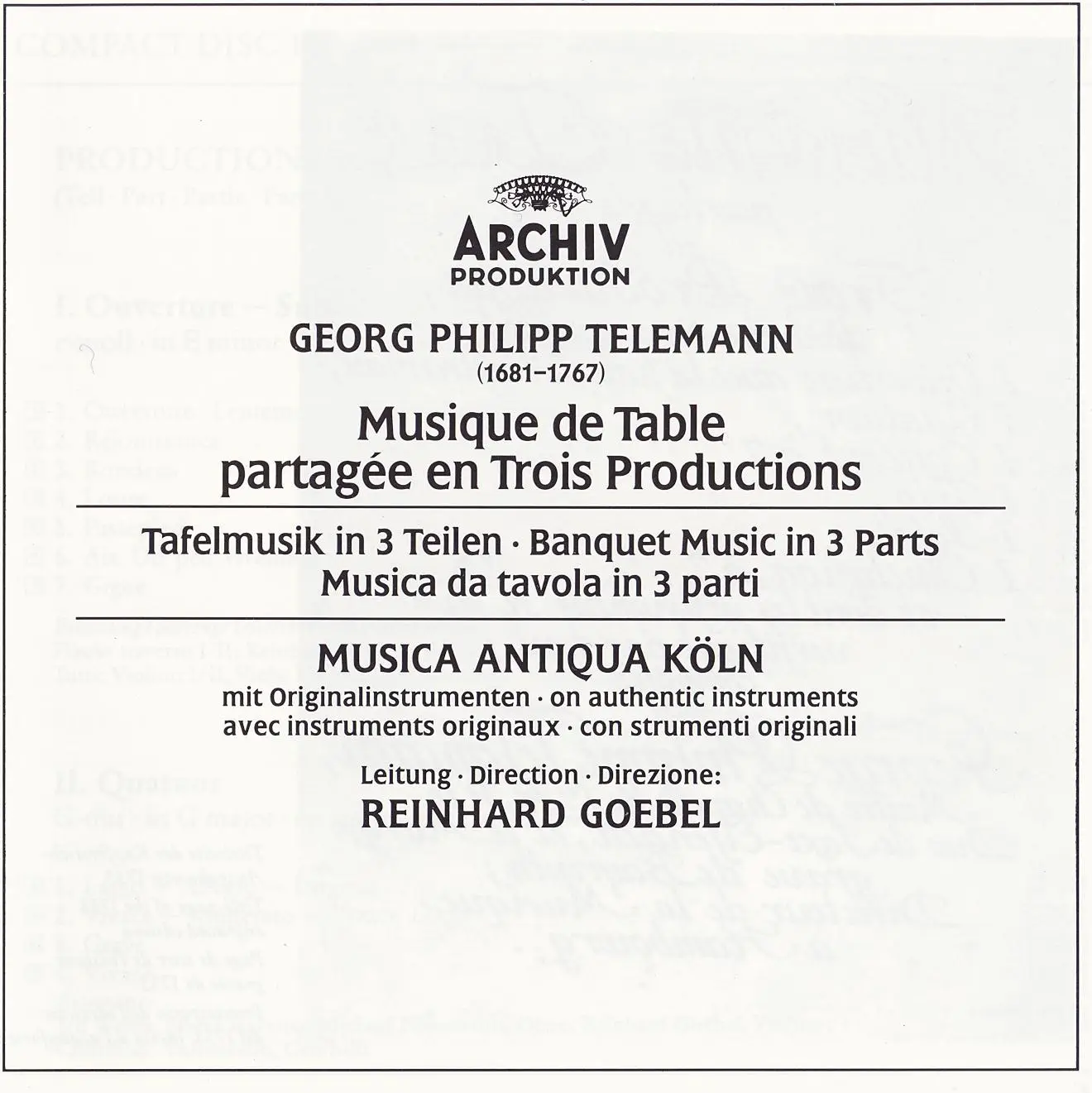 G.P. TELEMANN - Musique de Table