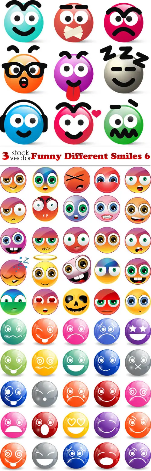 Vectors - Funny Different Smiles 6