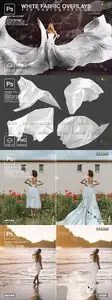 White Flying Fabric Photo Overlays V3 10962287