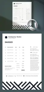 Modern Invoice Layout with Pink Accents 758299467