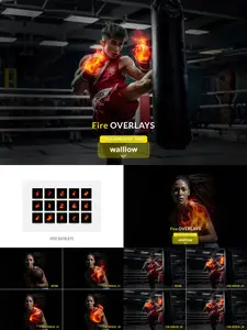 Fire png transparent photo overlay for Photoshop