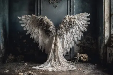 12 Red & White Angel Wings Backdrop