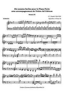 DussekJL - Six sonates faciles pour le Piano Forte (III)