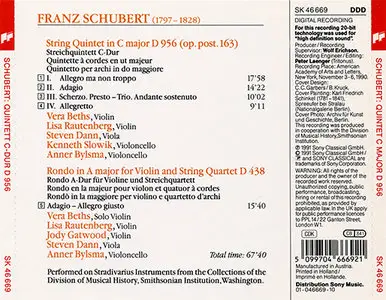 Franz Schubert - L'Archibudelli / Smithsonian Chamber Players - Quintet in C, Rondo in A (1991)