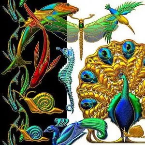 Luscious Art Nouveau Animal Ornaments