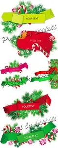 Christmas Origami Banners Vector