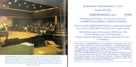 Karlheinz Stockhausen - Geburtsfest (1994) {Stockhausen-Verlag No. 37}