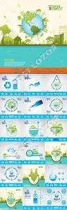 Infographic save the water and world vector