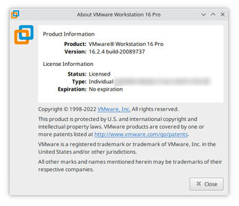 VMware Workstation Pro 16.2.4 Build 20089737 Linux