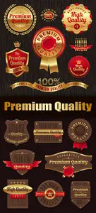Premium Quality Golden Labels Vector