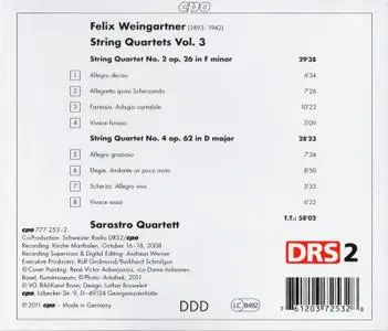 Sarastro Quartett - Weingartner: String Quartets, Vol. 3 (2011)