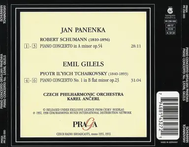 Jan Panenka, Emil Gilels, Karel Ančerl, Czech Philharmonic Orchestra - Schumann, Tchaikovsky: Piano Concertos (1998)