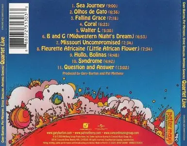 Gary Burton/Pat Metheny/Steve Swallow/Antonio Sanchez - Quartet Live (2009) {Concord} [Repost]