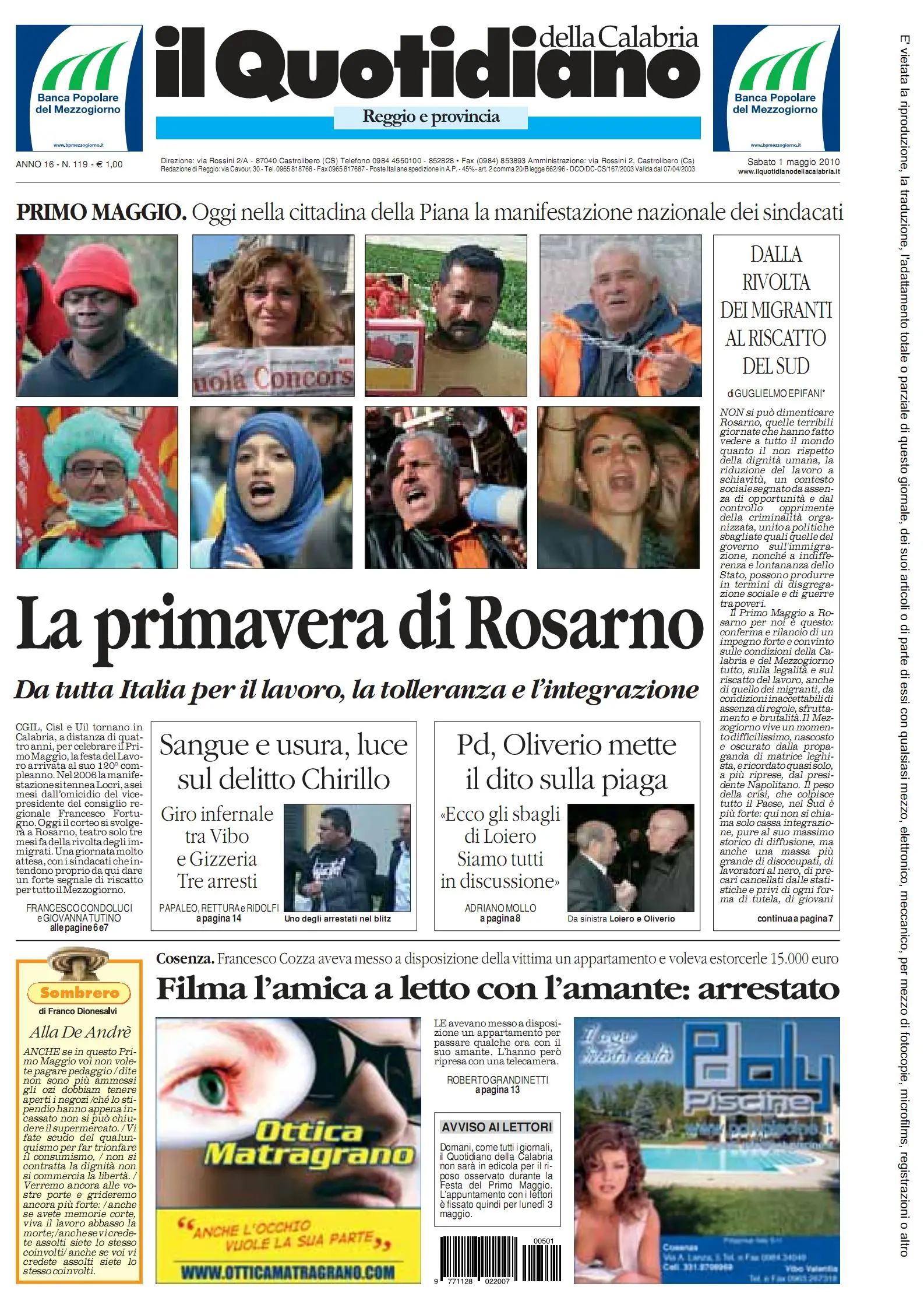 QUOTIDIANO DELLA CALABRIA 1 MAGGIO 2010