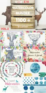 CreativeMarket - 1100+ Watercolor Bundle