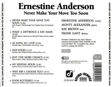 Ernestine Anderson - Never Make Your Move Too Soon (1992)
