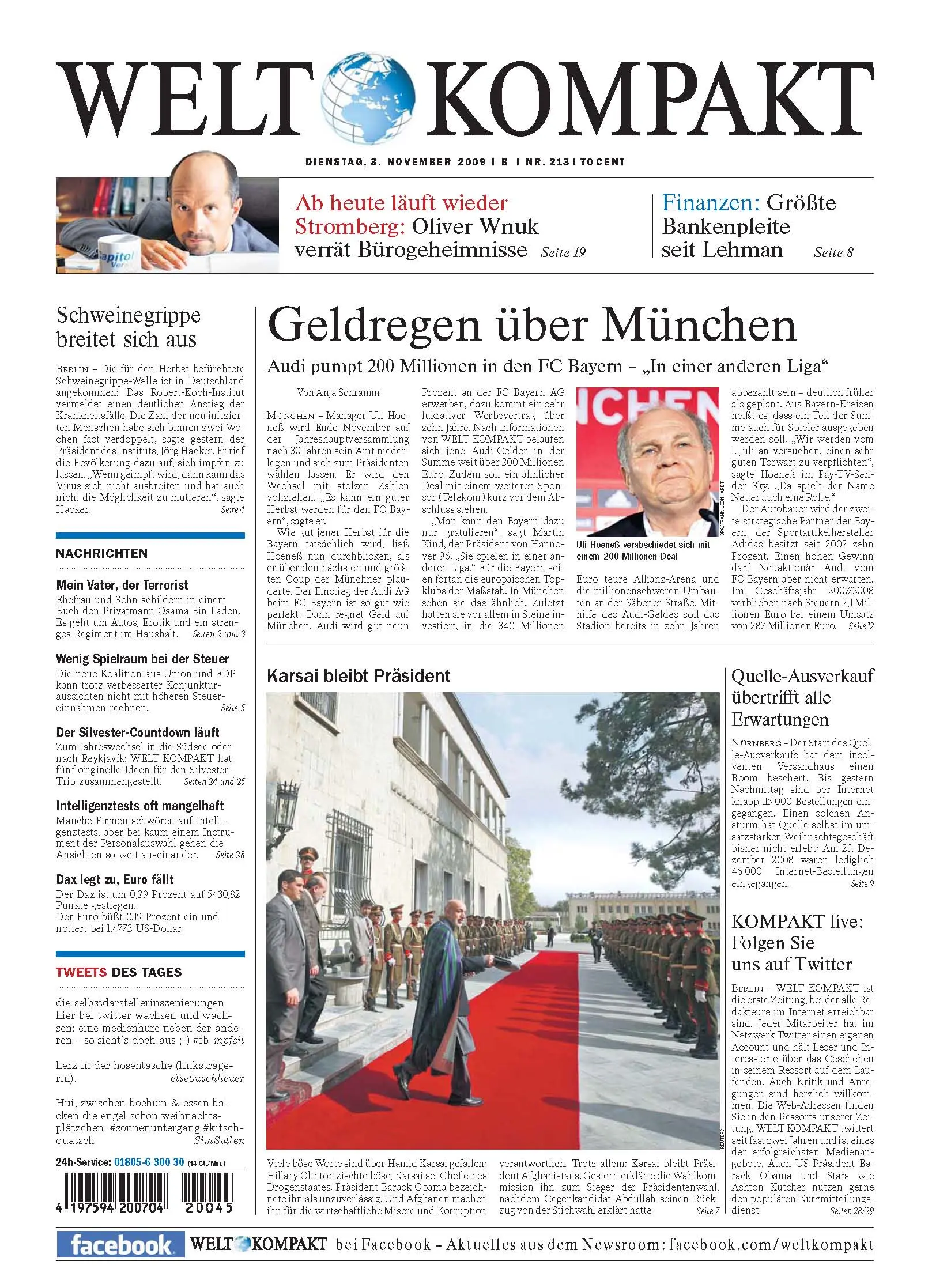 Die Welt kompakt vom 3. November 2009