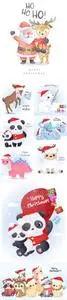 Christmas greeting card with cute animals