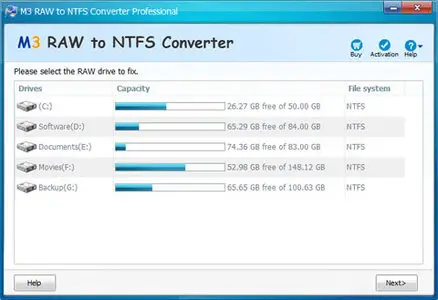 M3 RAW to FAT32 / NTFS Converter 3.6.0.0