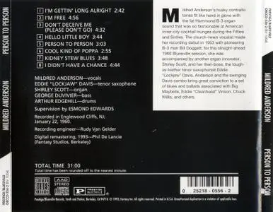 Mildred Anderson - Person To Person (1960) {Prestige--Bluesville OBCCD-556-2 rel 1993}