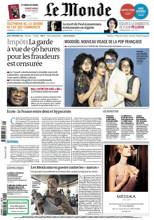 Le Monde & Suppléments du Jeudi 5 Décembre 2013