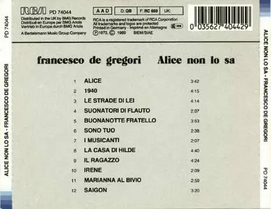 Francesco De Gregori - Alice non lo sa  (1973)