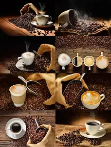 Coffee cup and coffee beans