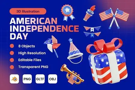 American Independence Day 3D Icons V.3 5MGYHBK