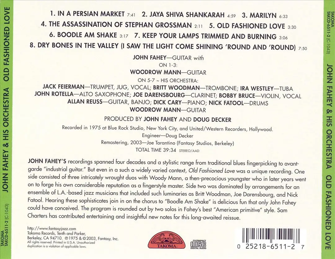 John Fahey - Old Fashioned Love (1975) {Takoma TAKCD-6511-2 rel 2003}
