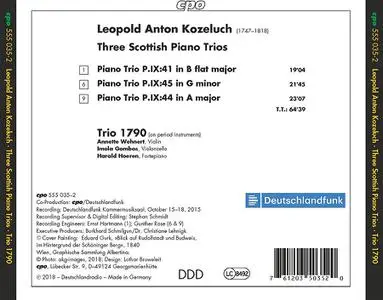 Trio 1790 - Leopold Koželuch: Three Scottish Piano Trios (2018)