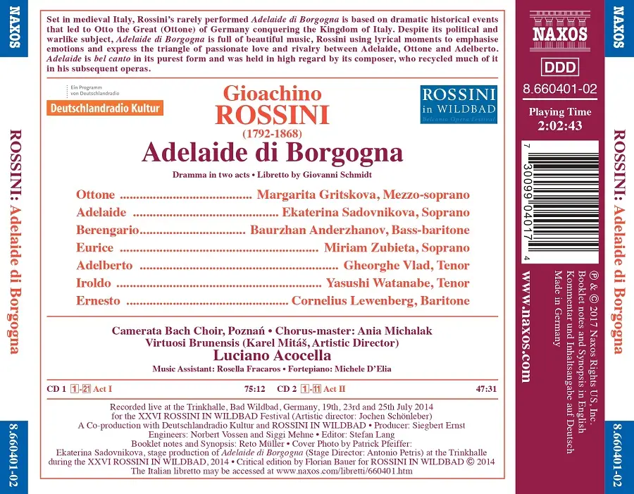 Luciano Acocella. Virtuosi Brunensis - Gioacchino Rossini: Adelaide di Borgogna (2017)