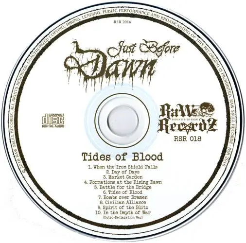 Just Before Dawn - Tides Of Blood (2018) {Raw Skull}