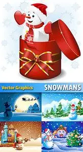 Winter Snowman Vector Graphics